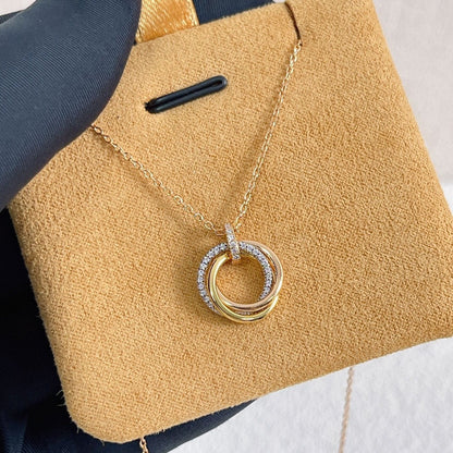 [LORA]TRINITY NECKLACE SILVER GOLD PINK GOLD DIAMONDS