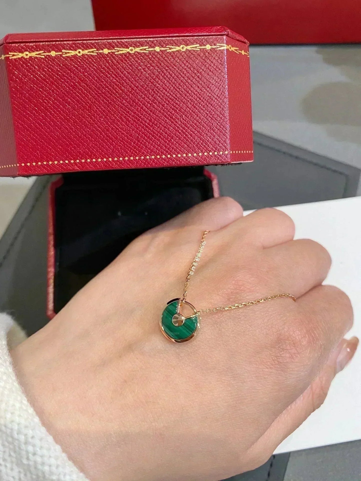 [LORA]AMULETTE ROSE GOLD MALACHITE NECKLACE