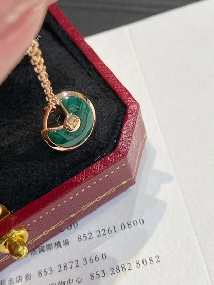[LORA]AMULETTE ROSE GOLD MALACHITE NECKLACE