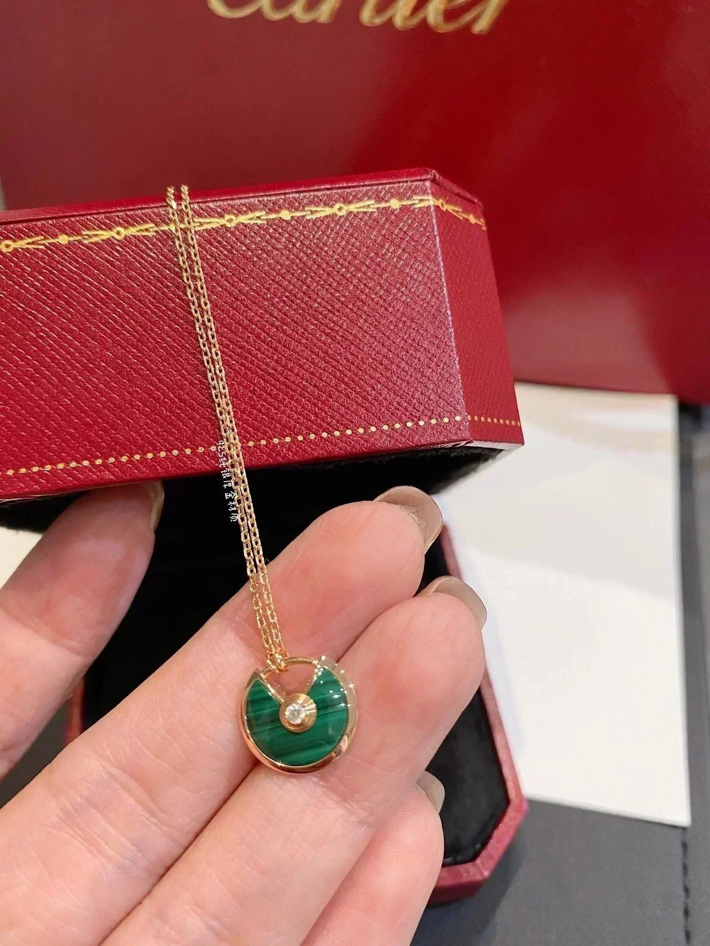 [LORA]AMULETTE ROSE GOLD MALACHITE NECKLACE