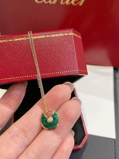 [LORA]AMULETTE ROSE GOLD MALACHITE NECKLACE