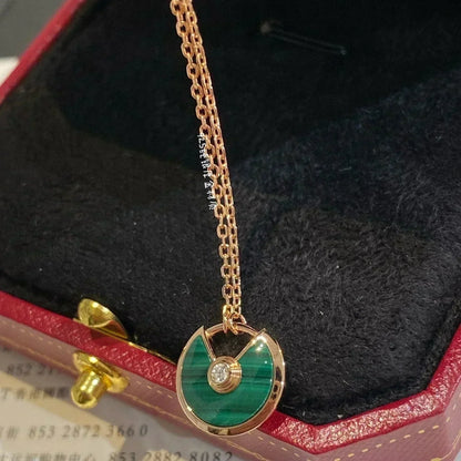 [LORA]AMULETTE ROSE GOLD MALACHITE NECKLACE