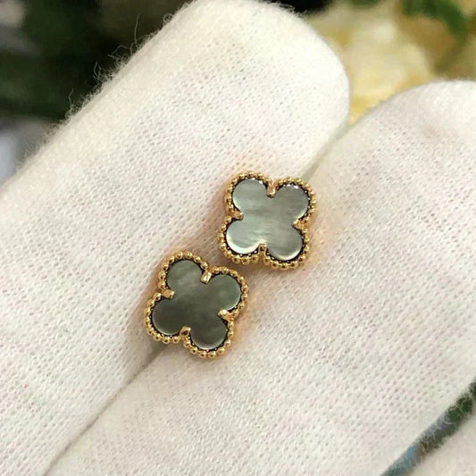 [LORA]CLOVER MINI 9.5MM GRAY MOP EARRINGS