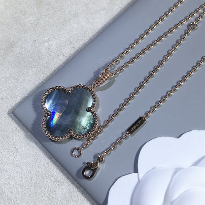 [LORA]CLOVER 25MM GOLD DARK MOP BIG CLOVER NECKLACE