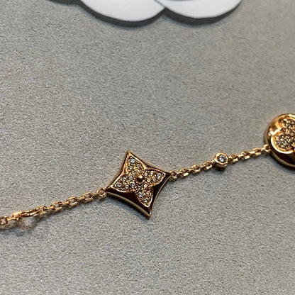 [LORA]STAR AND SUN 4 MOTIFS GOLD DIAMONDS BRACELET