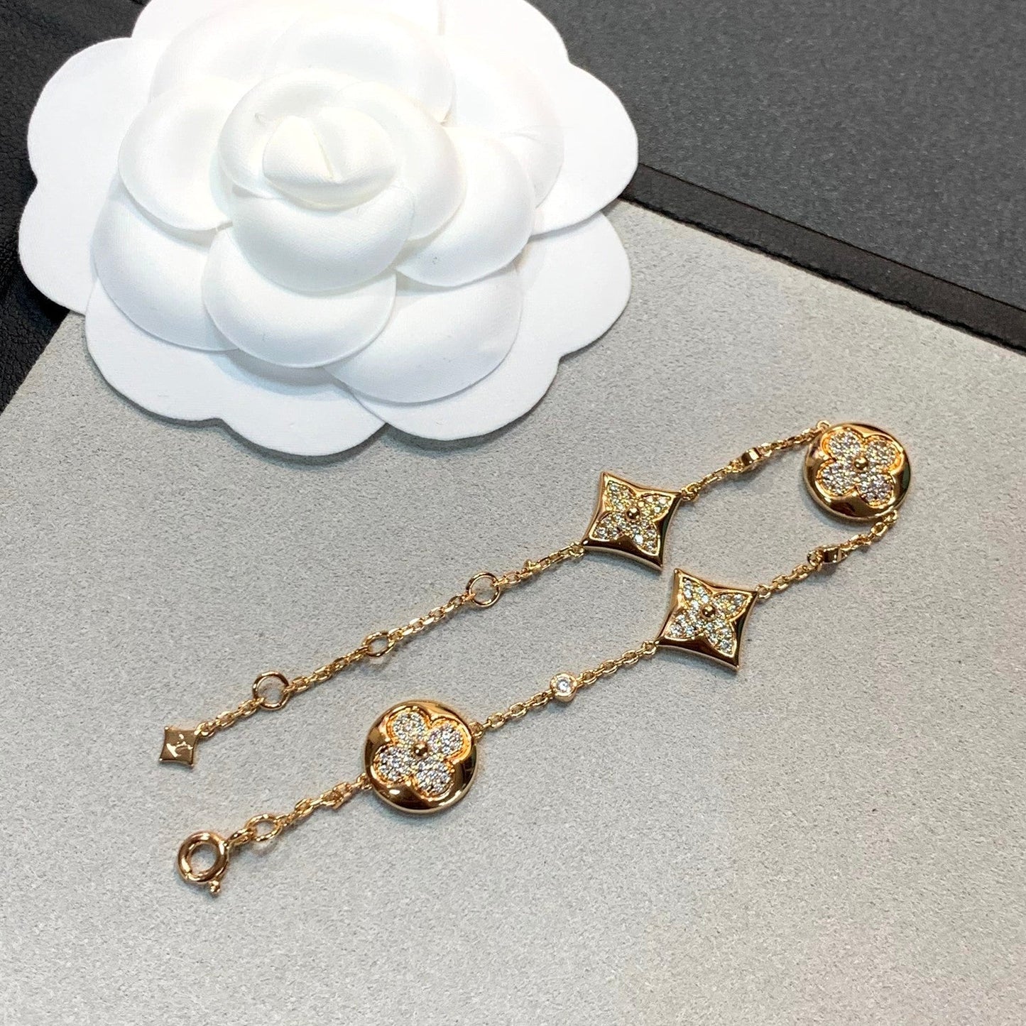 [LORA]STAR AND SUN 4 MOTIFS GOLD DIAMONDS BRACELET