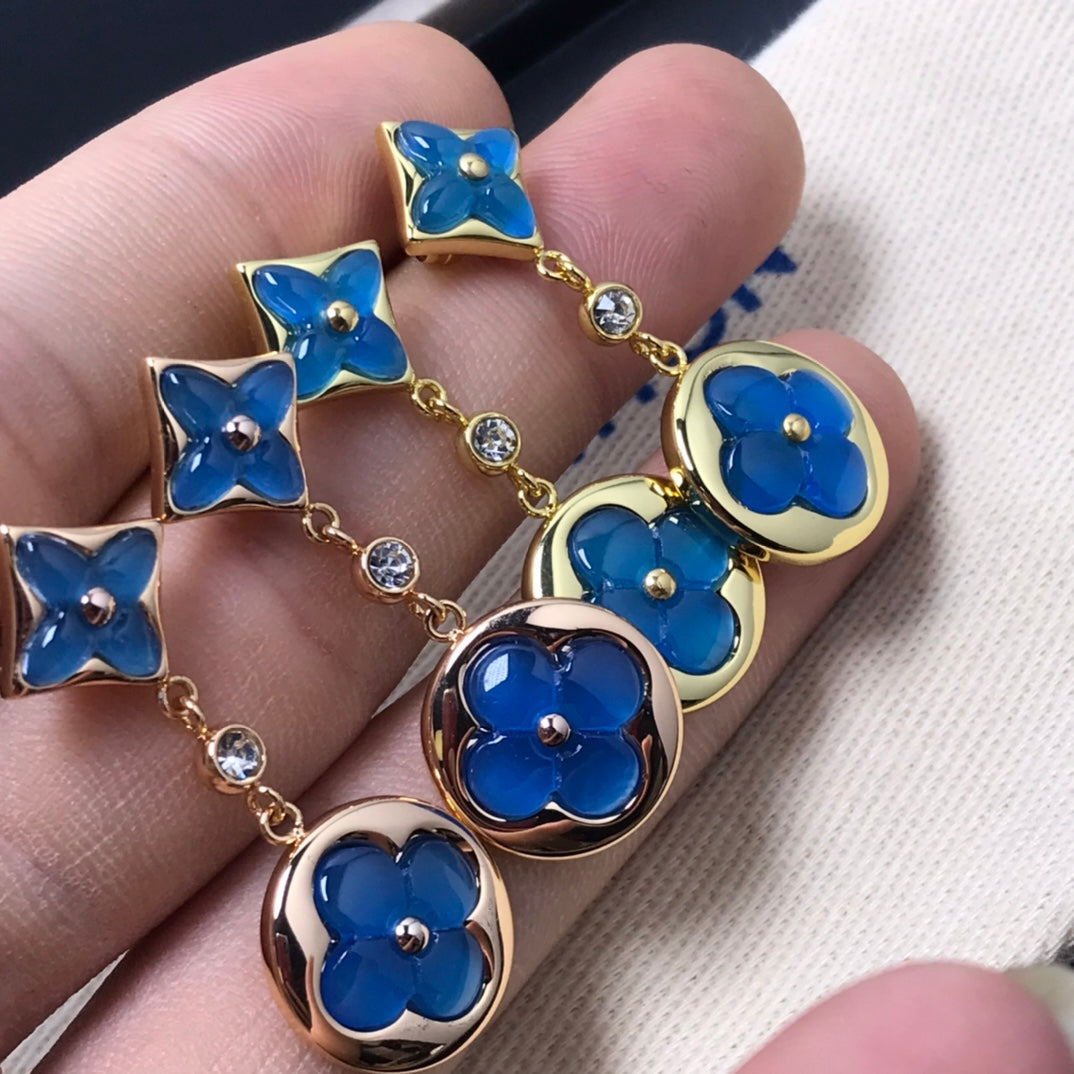 [LORA]STAR AND SUN AGATE DIAMOND EARRINGS