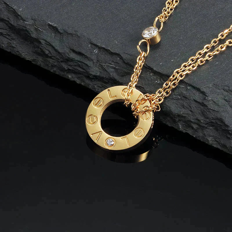 [LORA]LOVE NECKLACE 16MM 2 DIAMONDS