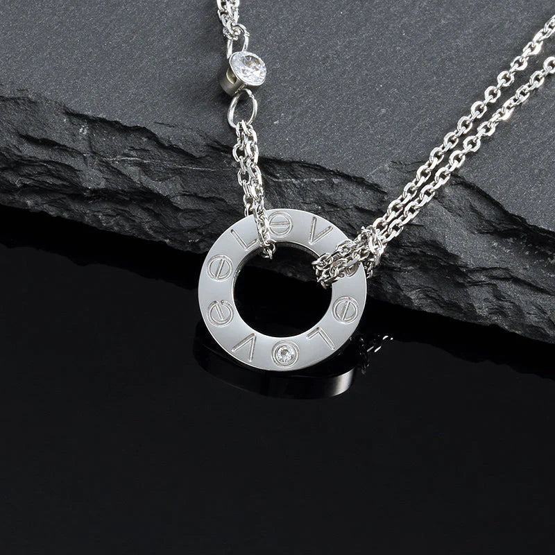 [LORA]LOVE NECKLACE 16MM 2 DIAMONDS