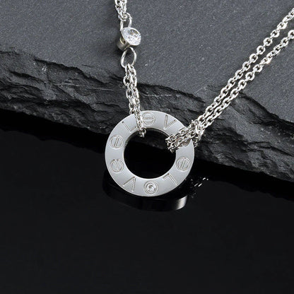 [LORA]LOVE NECKLACE 16MM 2 DIAMONDS
