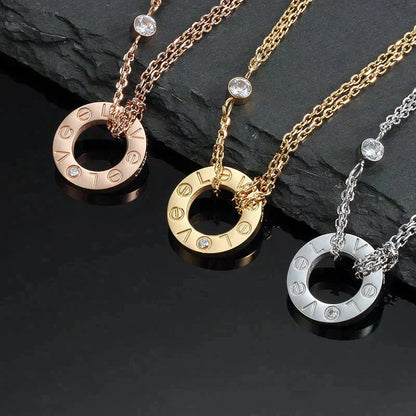 [LORA]LOVE NECKLACE 16MM 2 DIAMONDS