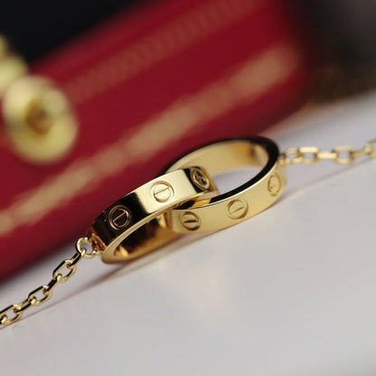 [LORA]LOVE NECKLACE DOUBLE RING GOLD