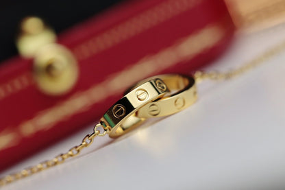 [LORA]LOVE NECKLACE DOUBLE RING GOLD