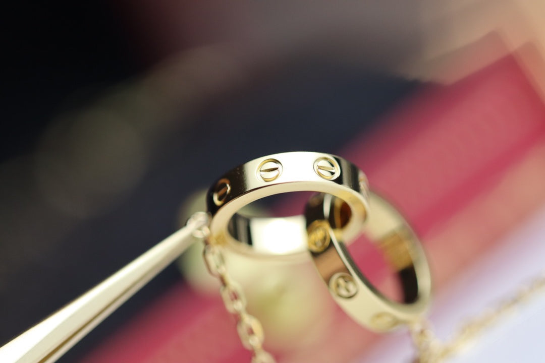 [LORA]LOVE NECKLACE DOUBLE RING GOLD