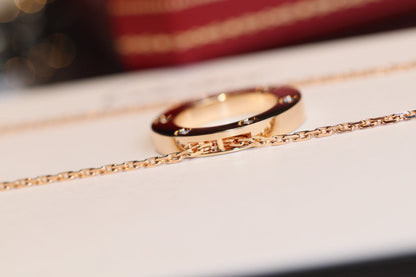 [LORA]LOVE NECKLACE 16MM 6 DIAMONDS PINK GOLD
