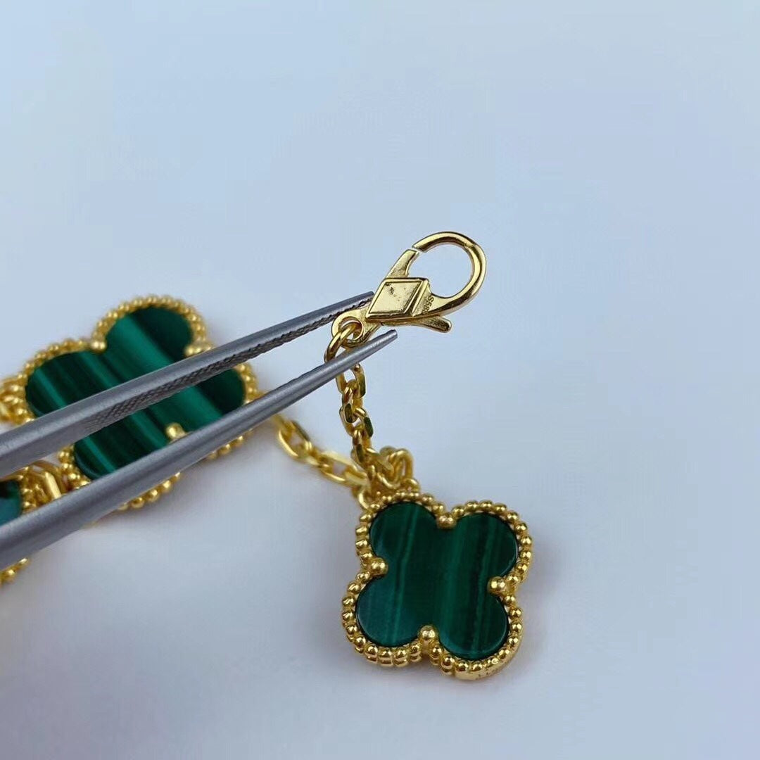 [LORA]MAGIC CLOVER MALACHITE GOLD BRACELET 5 MOTIFS