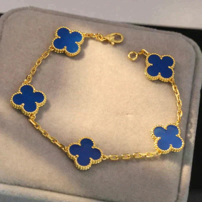 [LORA]CLOVER 5 MOTIFS BLUE AGATE BRACELET