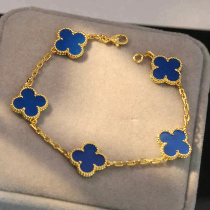 [LORA]CLOVER 5 MOTIFS BLUE AGATE BRACELET