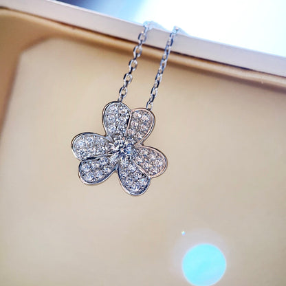 [LORA]CLOVER DIAMOND NECKLACE SILVER