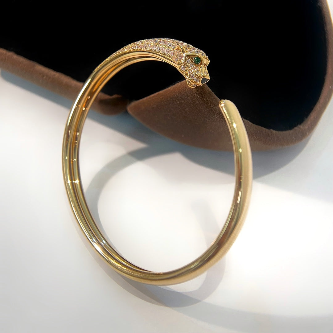 [LORA]PANTHERE GOLD DIAMOND OPEN BRACELET