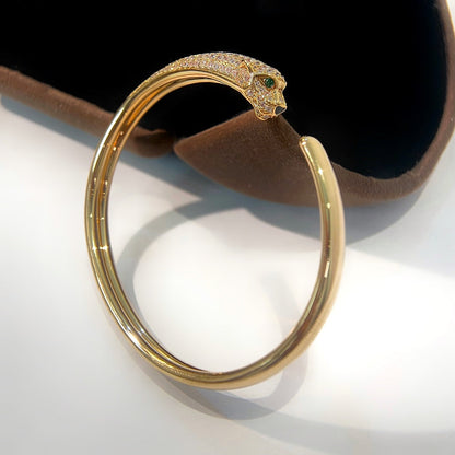[LORA]PANTHERE GOLD DIAMOND OPEN BRACELET