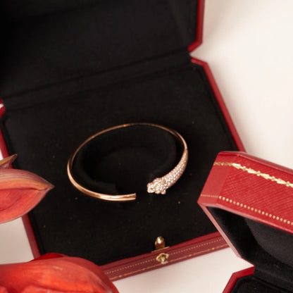 [LORA]PANTHERE ROSE GOLD DIAMOND OPEN BRACELET