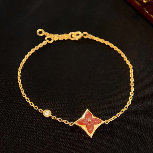 [LORA]COLOR STAR CARNELIAN PINK GOLD DIAMOND BRACELET