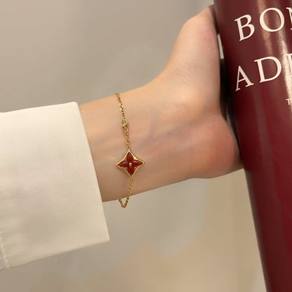 [LORA]COLOR STAR CARNELIAN PINK GOLD DIAMOND BRACELET