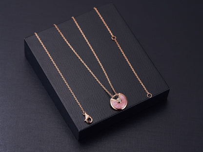 [LORA]AMULETTE ROSE GOLD PINK MOP NECKLACE