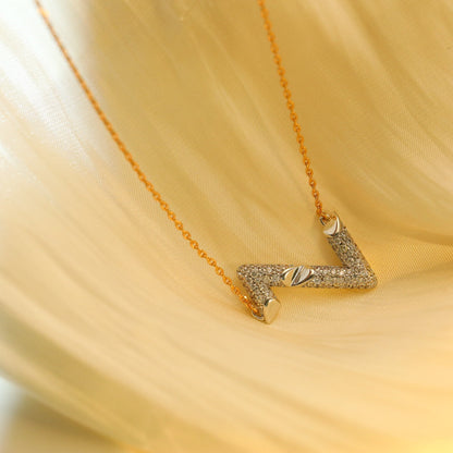 [LORA]VOLT SILVER DIAMOND PEDANT NECKLACE