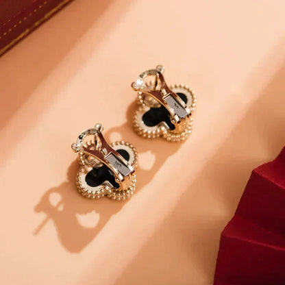 [LORA]CLOVER MEDIUM 1 MOTIFS  ONYX STUD EARRINGS
