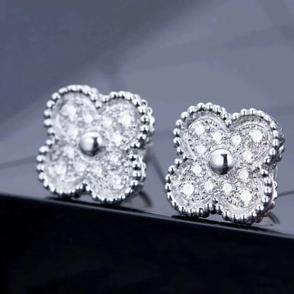 [LORA]CLOVER 1 MOTIFS DIAMOND STUD EARRINGS SILVER