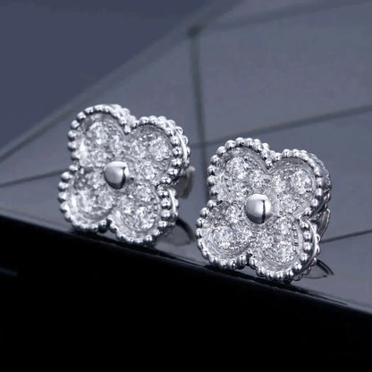 [LORA]CLOVER 1 MOTIFS DIAMOND STUD EARRINGS SILVER