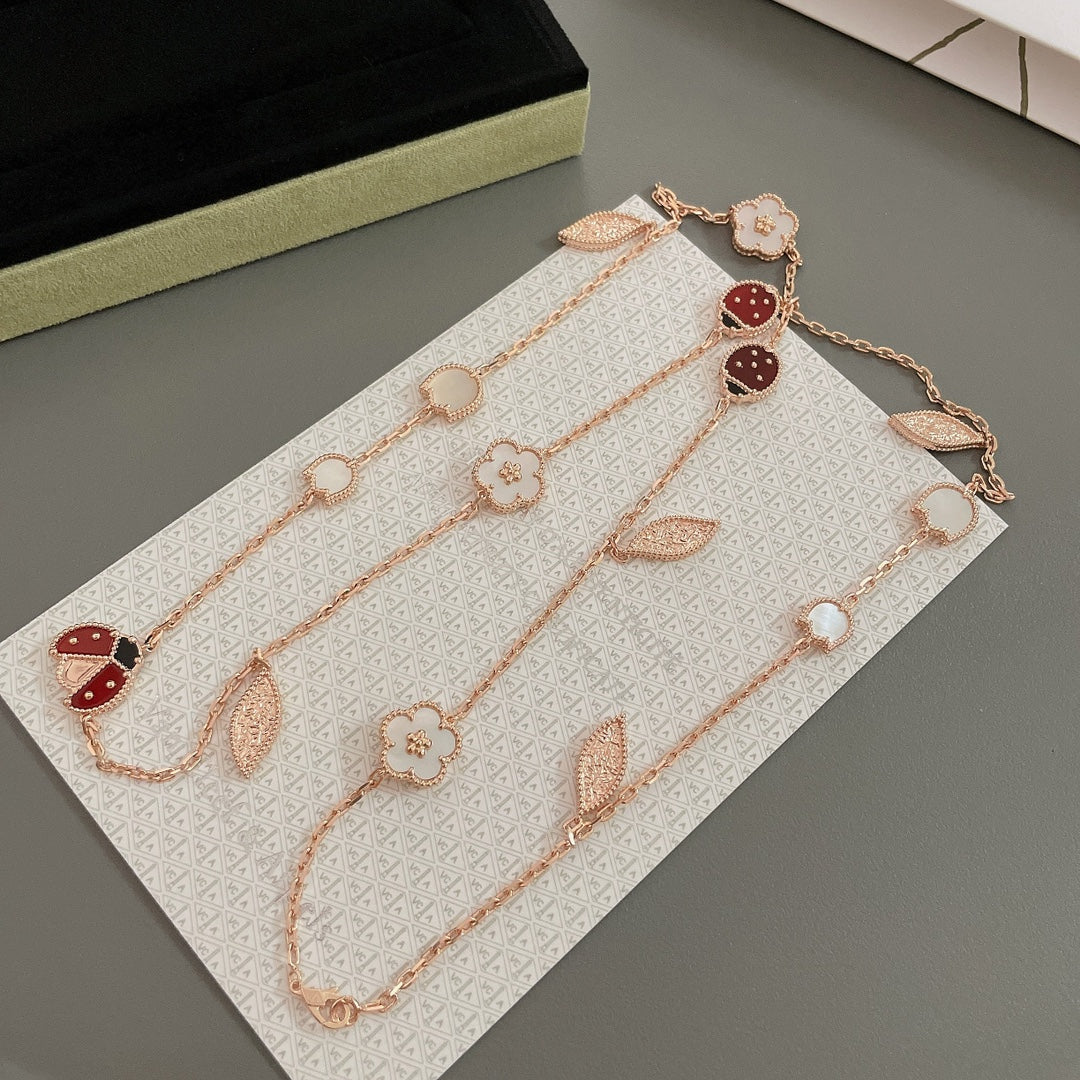 [LORA]LUCKY SPRING 15 MOTIFS ROSE GOLD NECKLACE
