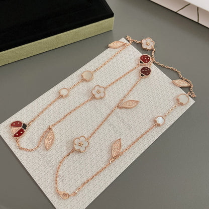 [LORA]LUCKY SPRING 15 MOTIFS ROSE GOLD NECKLACE