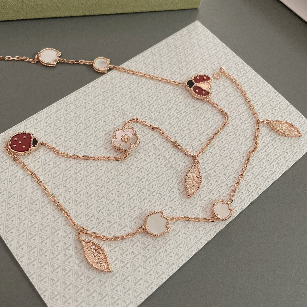 [LORA]LUCKY SPRING 15 MOTIFS ROSE GOLD NECKLACE