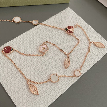 [LORA]LUCKY SPRING 15 MOTIFS ROSE GOLD NECKLACE