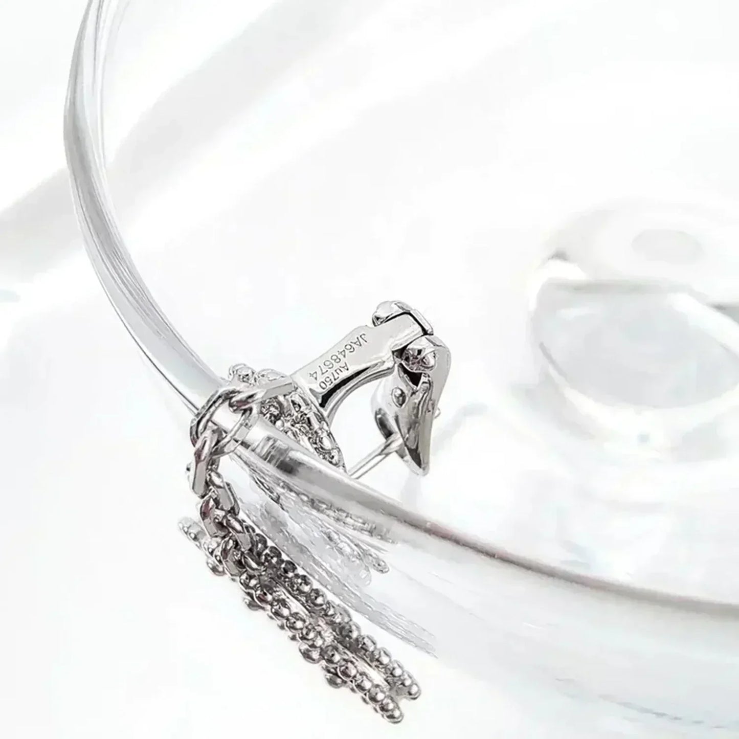 [LORA]CLOVER 2 MOTIFS  DIAMOND ONYX EARRINGS SILVER