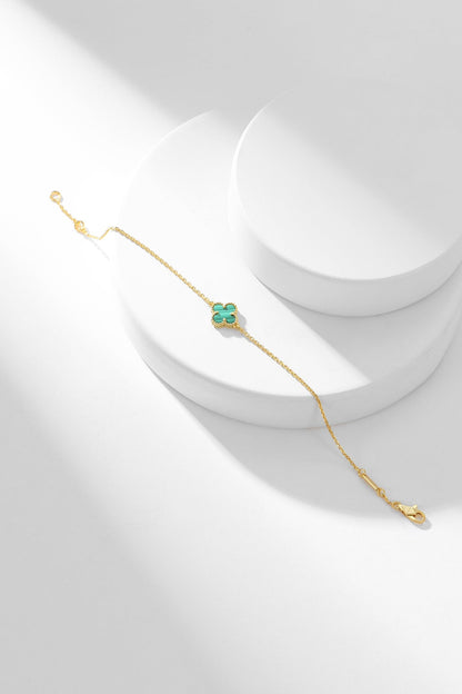 [LORA]CLOVER BRACELET MALACHITE 1 MOTIF