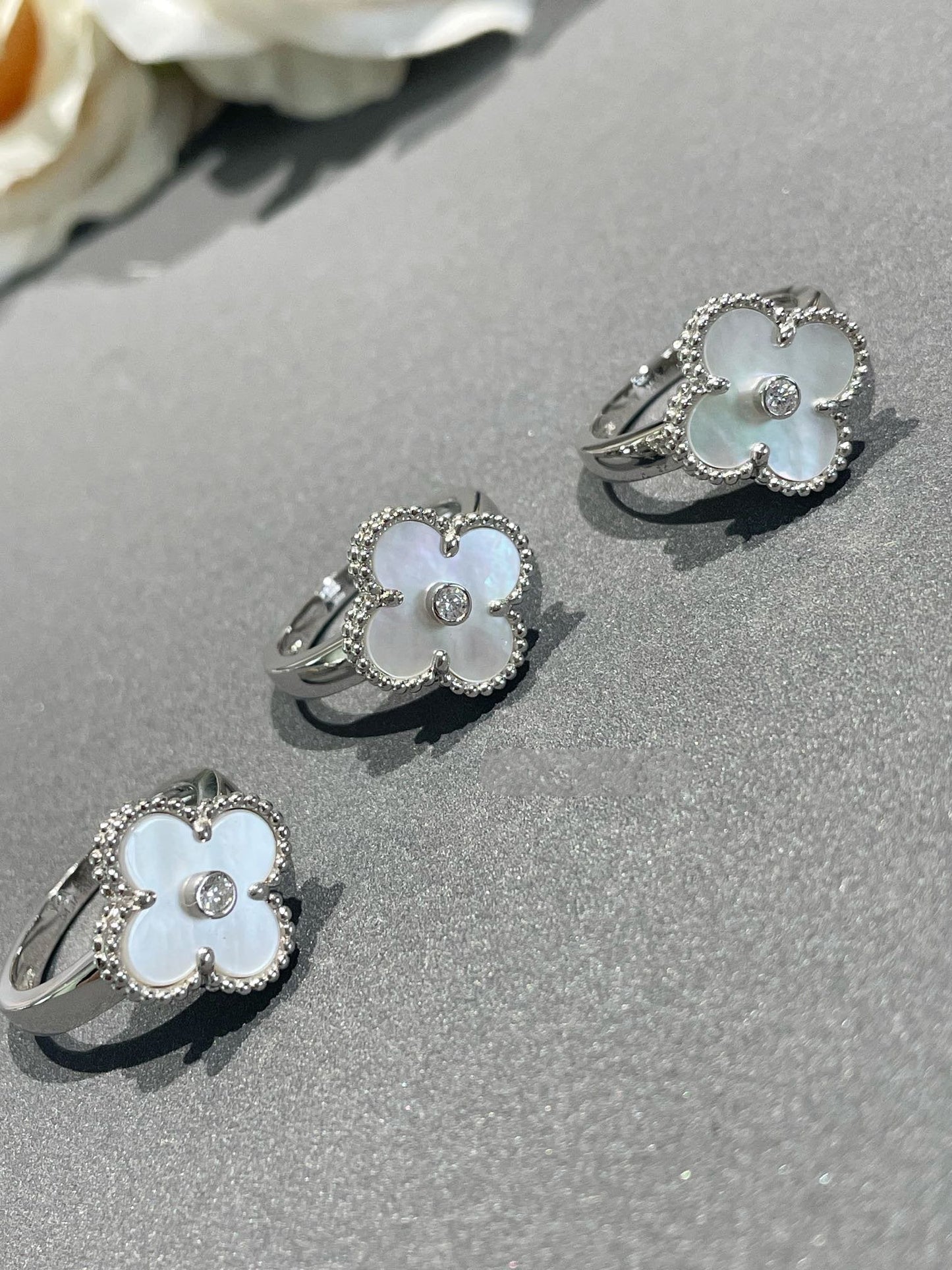 [LORA]CLOVER SILVER MOP DIAMOND RING