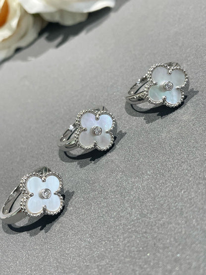 [LORA]CLOVER SILVER MOP DIAMOND RING