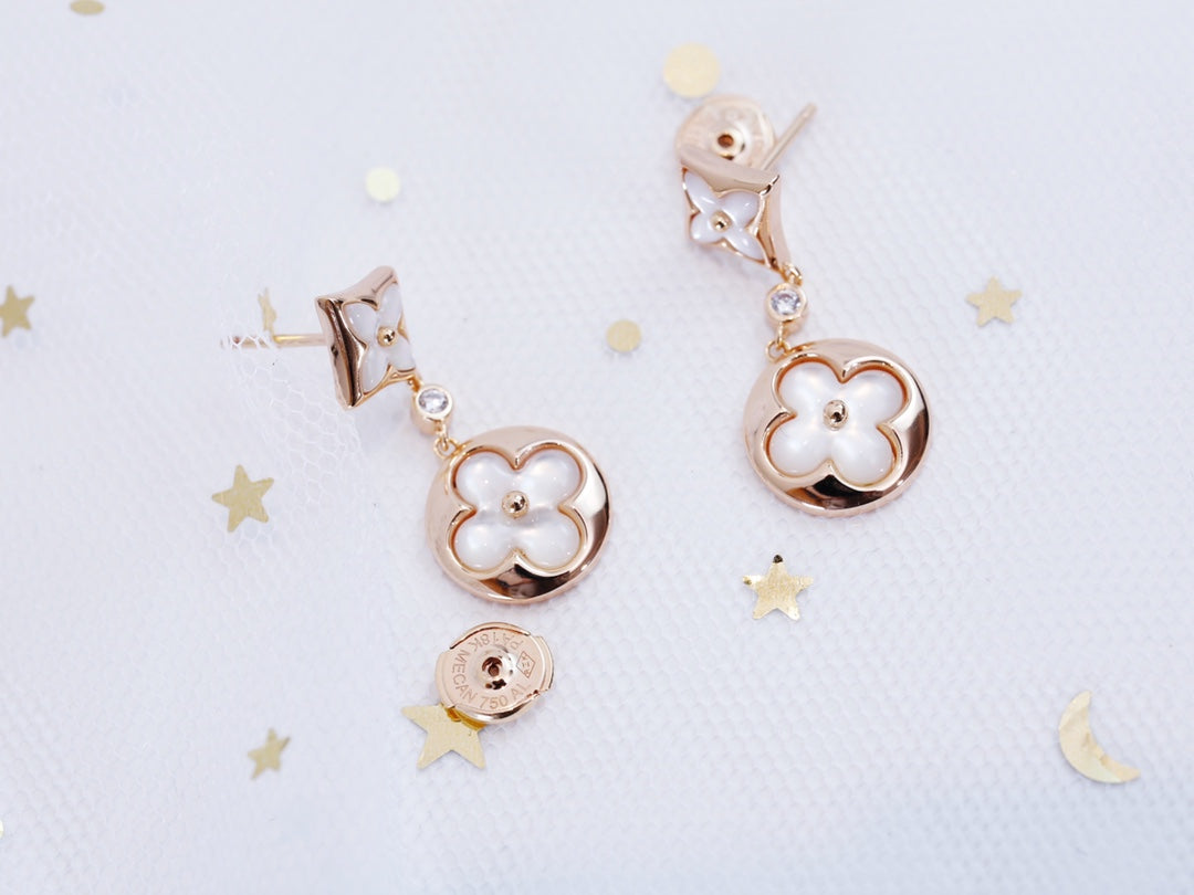[LORA]STAR AND SUN PINK GOLD MOP DROP EARRINGS