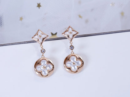 [LORA]STAR AND SUN PINK GOLD MOP DROP EARRINGS