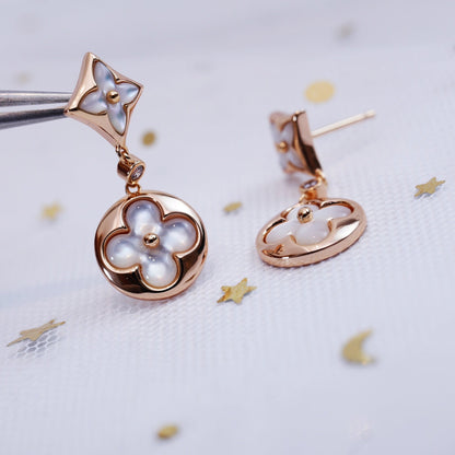 [LORA]STAR AND SUN PINK GOLD MOP DROP EARRINGS