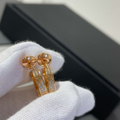 [LORA]LOVE DIAMOND PINK GOLD HOOP EARRINGS