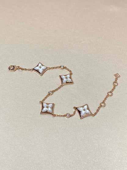 [LORA]STAR 4 MOTIF MOP DIAMOND PINK GOLD BRACELET