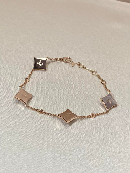 [LORA]STAR 4 MOTIF MOP DIAMOND PINK GOLD BRACELET