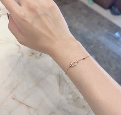 [LORA]FORCE 10 DIAMOND CHAIN LINK PINK GOLD BRACELET