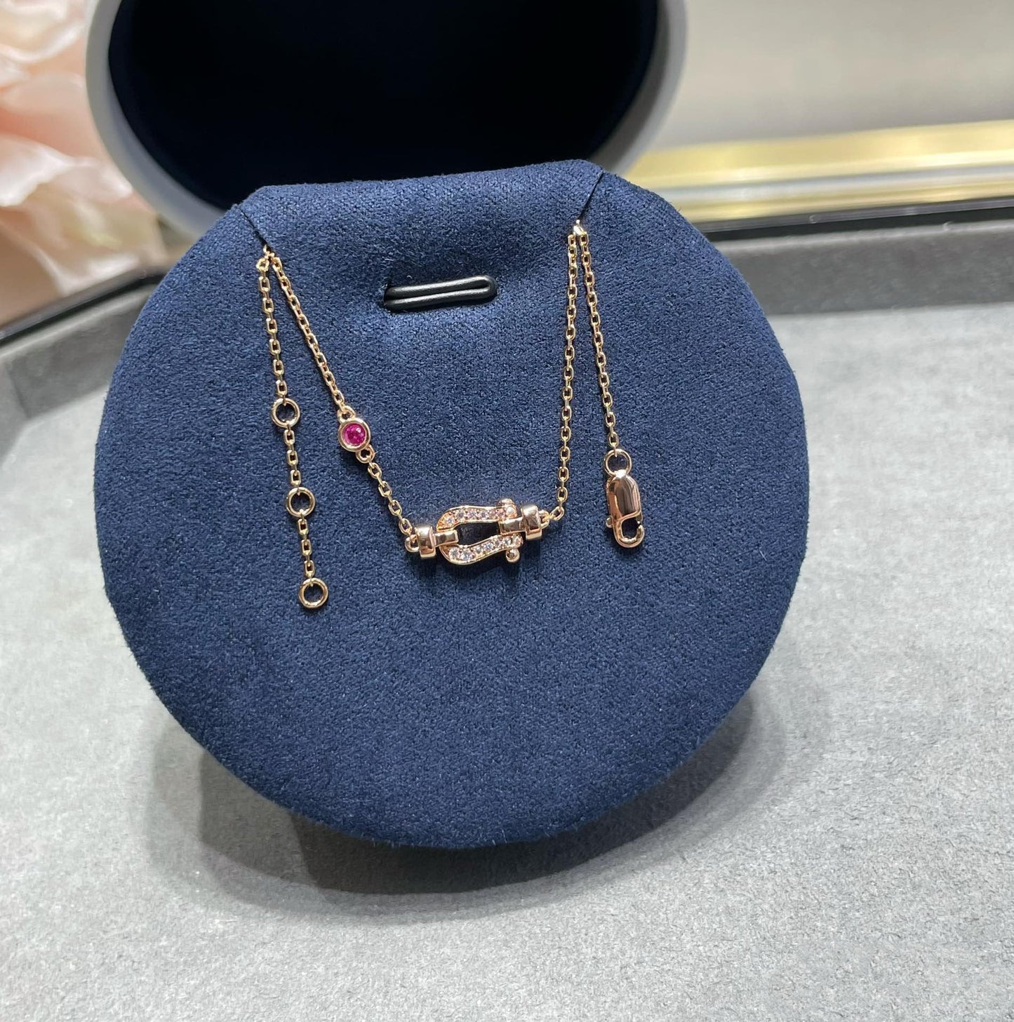 [LORA]FORCE 10 DIAMOND CHAIN LINK PINK GOLD BRACELET