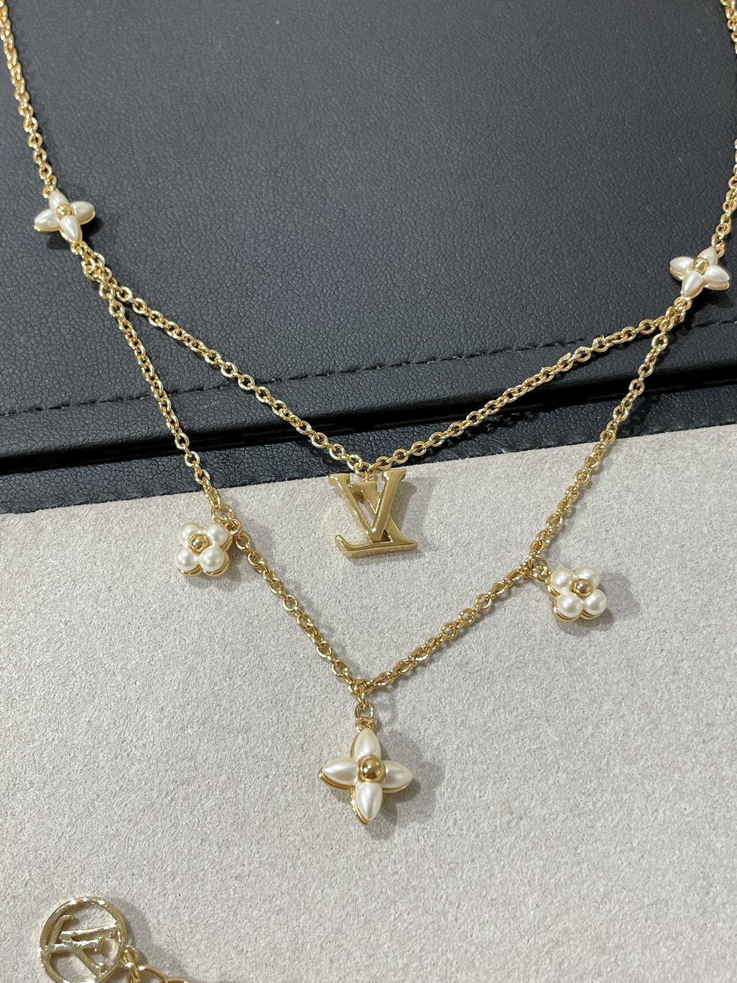 [LORA]FLOWERGRAM GOLD MOP DOUBLE ROW NECKLACE